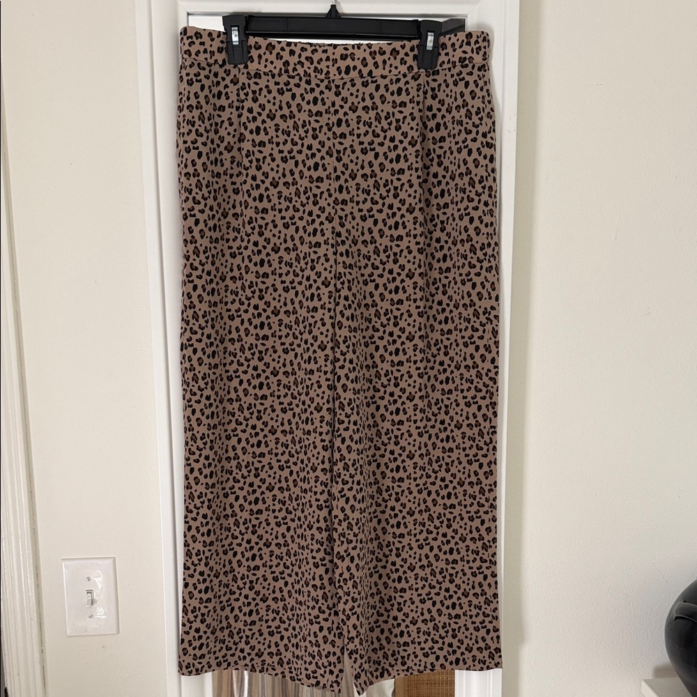 J. Crew Leopard Print Wide Leg Pants in Brown and Black